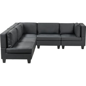 Beliani Modular Corner Sofa 5 Seater UNSTAD Faux Leather Black Right Hand Beliani Modular Corner Sofa 5 Seater UNSTAD Faux Leather Black Right Hand