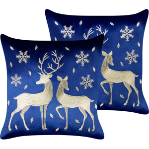 Beliani Set of 2 Decorative Cushions MERINGUE Velvet 45 x 45 cm Dark Blue Christmas Moti Beliani Set of 2 Decorative Cushions MERINGUE Velvet 45 x 45 cm Dark Blue Christmas Moti