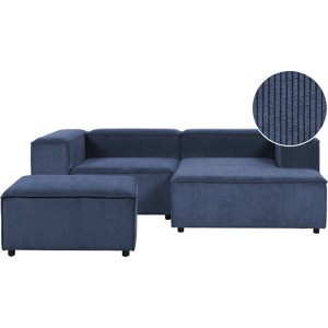 Beliani Modular Corner Sofa 3 Seater ARDAL Corduroy Dark Blue Left Hand Beliani Modular Corner Sofa 3 Seater ARDAL Corduroy Dark Blue Left Hand