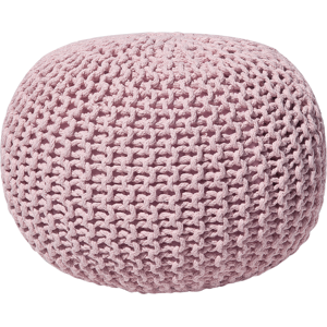 Beliani Pink Cotton Knitted Pouf - Ottoman Beliani Pink Cotton Knitted Pouf - Ottoman