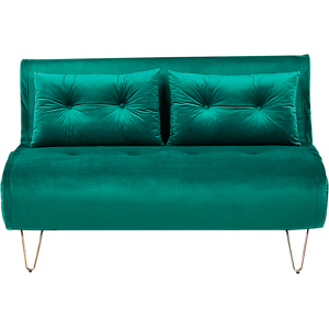Beliani Dark Green Velvet 2 Seater Sofa Bed - Sofa Bed Beliani Dark Green Velvet 2 Seater Sofa Bed - Sofa Bed