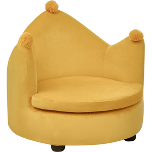 Beliani Kids Chair Crown VEGA Velvet Yellow Beliani Kids Chair Crown VEGA Velvet Yellow