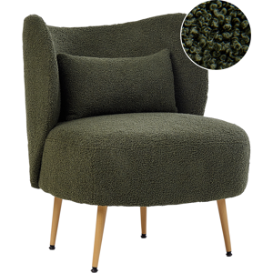 Beliani Armchair OTSBY II with Cushion Boucle Dark Green Beliani Armchair OTSBY II with Cushion Boucle Dark Green