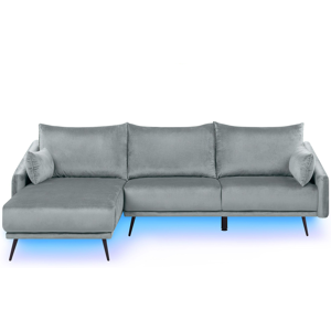 Beliani Corner Sofa Grey Velvet - Right Hand - 3 Seater with Chaise - Modern Living Room Beliani Corner Sofa Grey Velvet - Right Hand - 3 Seater with Chaise - Modern Living Room
