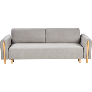 Beliani Sofa Bed 3 Seater KVAM Fabric Grey with Storage Beliani Sofa Bed 3 Seater KVAM Fabric Grey with Storage