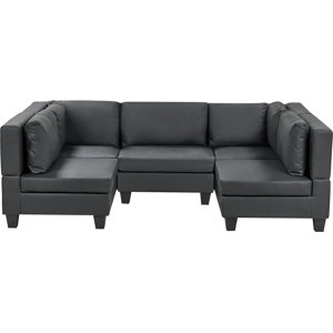 Beliani Modular U-Shape Sofa 5 Seater UNSTAD Faux Leather Black Beliani Modular U-Shape Sofa 5 Seater UNSTAD Faux Leather Black