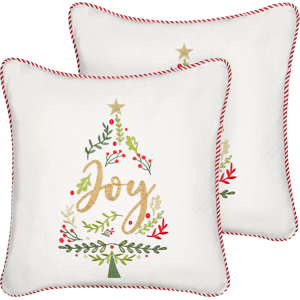 Beliani White Velvet Echeveria Cushions - 45x45cm Set of 2 Beliani White Velvet Echeveria Cushions - 45x45cm Set of 2