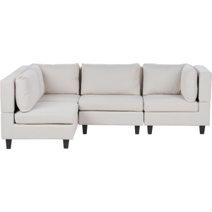 Beliani Modular Corner Sofa 4 Seats - Modern Upholstered Fabric - Black Legs Beliani Modular Corner Sofa 4 Seats - Modern Upholstered Fabric - Black Legs