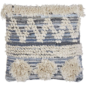 Beliani Cushion EYTELIA - Geometric Pattern, 45x45 cm, Blue & Beige Beliani Cushion EYTELIA - Geometric Pattern, 45x45 cm, Blue & Beige