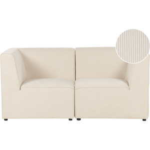 Beliani Modular 2 Seater Sofa Beige Corduroy - Sofa Beliani Modular 2 Seater Sofa Beige Corduroy - Sofa