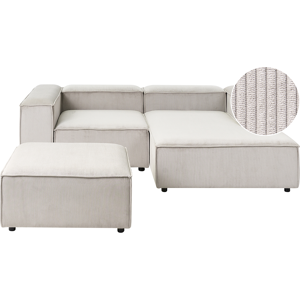 Beliani Modular Corner Sofa 3 Seater ARDAL Corduroy Taupe Left Hand Beliani Modular Corner Sofa 3 Seater ARDAL Corduroy Taupe Left Hand