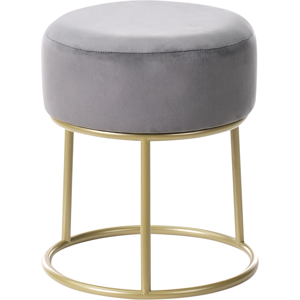 Beliani Footstool Grey Velvet with Gold Metal Base Glam Modern - Footstool Beliani Footstool Grey Velvet with Gold Metal Base Glam Modern - Footstool