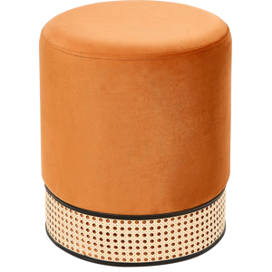 Beliani YANKTON Orange Velvet Pouffe - Pouffe Beliani YANKTON Orange Velvet Pouffe - Pouffe