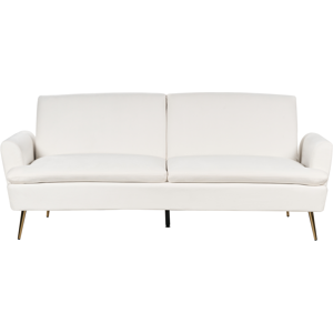 Beliani Sofa Bed Off-White Velvet Upholstery 3 Seater - Sofa Bed Beliani Sofa Bed Off-White Velvet Upholstery 3 Seater - Sofa Bed