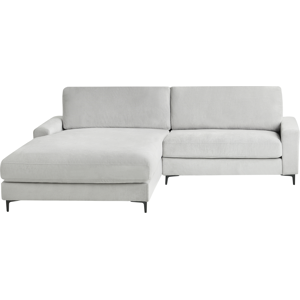 Beliani Right Hand Corner Sofa Light Grey Fabric Polyester Metal Black Legs - Corner Sofa Beliani Right Hand Corner Sofa Light Grey Fabric Polyester Metal Black Legs - Corner Sofa