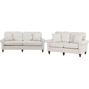 Beliani Living Room Set 5 Seater GINNERUP Fabric Light Beige Beliani Living Room Set 5 Seater GINNERUP Fabric Light Beige