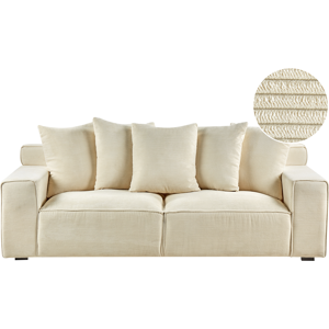 Beliani Sofa 3 Seater VISKAN Corduroy Light Beige Beliani Sofa 3 Seater VISKAN Corduroy Light Beige