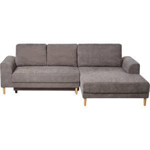 Beliani Corner Sofa Bed 3 Seater NUBORG Chenille Taupe with Storage Left Hand Beliani Corner Sofa Bed 3 Seater NUBORG Chenille Taupe with Storage Left Hand