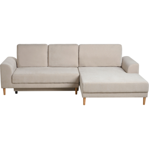 Beliani Corner Sofa Bed 3 Seater NUBORG Chenille Light Beige Left Hand Beliani Corner Sofa Bed 3 Seater NUBORG Chenille Light Beige Left Hand