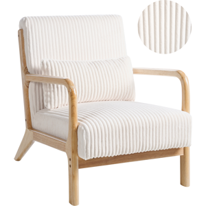Beliani Armchair SORSELE Corduroy White Beliani Armchair SORSELE Corduroy White