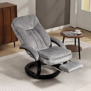 HOMCOM Manual Recliner Armchair with Footrest, Wooden Base, Grey HOMCOM Manual Recliner Armchair with Footrest, Wooden Base, Grey