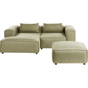 Beliani Modular Corner Sofa 3 Seater BRANDE Fabric Light Green Right Hand Beliani Modular Corner Sofa 3 Seater BRANDE Fabric Light Green Right Hand