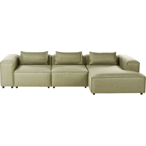 Beliani Modular Corner Sofa 4 Seater BRANDE Fabric Light Green Left Hand Beliani Modular Corner Sofa 4 Seater BRANDE Fabric Light Green Left Hand