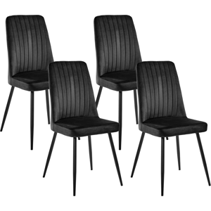 Beliani Set of 4 Dining Chairs KIRBY Velvet Black Beliani Set of 4 Dining Chairs KIRBY Velvet Black