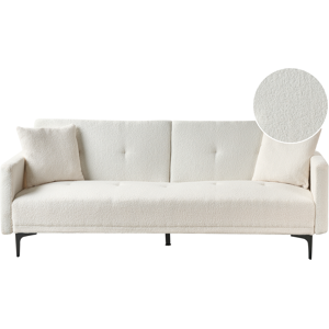 Beliani Sofa Bed Off White Boucle 3 Seater - Sofa Bed Beliani Sofa Bed Off White Boucle 3 Seater - Sofa Bed