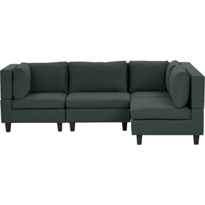 Beliani Modular Corner Sofa 4 Seater UNSTAD Fabric Dark Green Left Hand Beliani Modular Corner Sofa 4 Seater UNSTAD Fabric Dark Green Left Hand