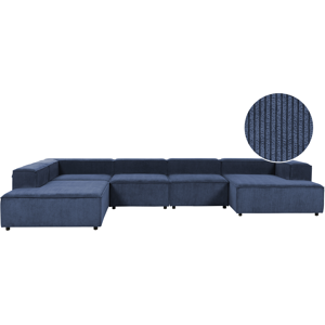 Beliani Modular Corner Sofa 5 Seater ARDAL Corduroy Dark Blue Right Hand Beliani Modular Corner Sofa 5 Seater ARDAL Corduroy Dark Blue Right Hand