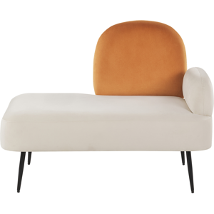Beliani White-Orange Velvet Right-Hand Chaise Lounge - Chaise Lounge Beliani White-Orange Velvet Right-Hand Chaise Lounge - Chaise Lounge