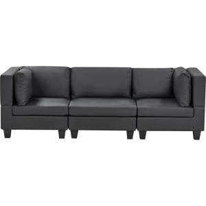 Beliani Modular Sofa 3 Seater UNSTAD Faux Leather Black Beliani Modular Sofa 3 Seater UNSTAD Faux Leather Black