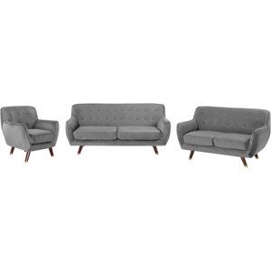 Beliani Living Room Set Grey Velvet BODO - Living Room Set Beliani Living Room Set Grey Velvet BODO - Living Room Set