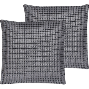 Beliani Set of 2 Grey Velvet Cushions - Cushions Beliani Set of 2 Grey Velvet Cushions - Cushions