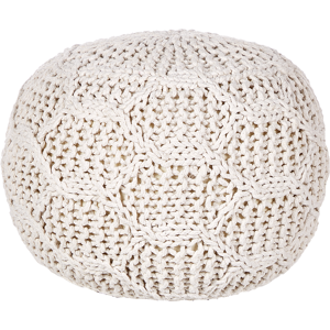Beliani Pouf Light Beige 50x50x35cm Handmade Cotton Boho Style - Pouf Beliani Pouf Light Beige 50x50x35cm Handmade Cotton Boho Style - Pouf