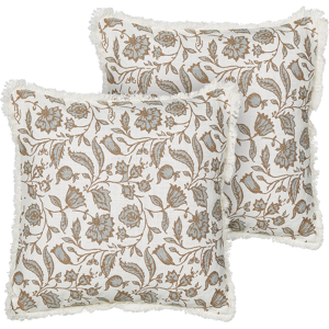 Beliani Cotton Floral Square Cushion Set - 45x45cm Beliani Cotton Floral Square Cushion Set - 45x45cm