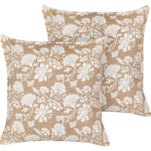 Beliani Cotton Floral Throw Pillows - 45x45cm Square Set of 2 Beliani Cotton Floral Throw Pillows - 45x45cm Square Set of 2