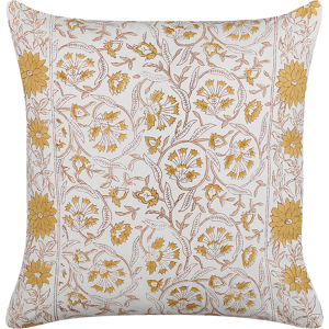 Beliani Cotton Cushion Floral Pattern 45 x 45 cm White and Yellow CALATHEA - Cushion Beliani Cotton Cushion Floral Pattern 45 x 45 cm White and Yellow CALATHEA - Cushion