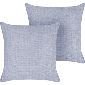 Beliani Set of 2 Decorative Cushions CROSSANDRA 45 x 45 cm Violet Solid Beliani Set of 2 Decorative Cushions CROSSANDRA 45 x 45 cm Violet Solid