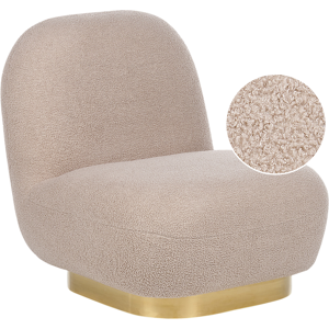 Beliani Armchair Beige Boucle Fabric Soft Gold Base Contemporary Glam Art Decor Style - Armchair Beliani Armchair Beige Boucle Fabric Soft Gold Base Contemporary Glam Art Decor Style - Armchair