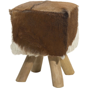 Beliani Footstool DALTON Leather Brown Beliani Footstool DALTON Leather Brown