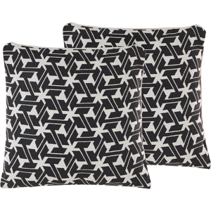 Beliani Set of 2 Decorative Cushions ANDIRIN Cotton 45 x 45 cm Black Geometric Pattern Beliani Set of 2 Decorative Cushions ANDIRIN Cotton 45 x 45 cm Black Geometric Pattern