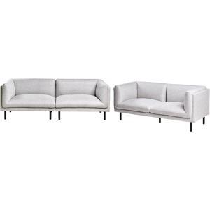 Beliani Living Room Set 5 Seater VORGOD Fabric Light Grey Beliani Living Room Set 5 Seater VORGOD Fabric Light Grey
