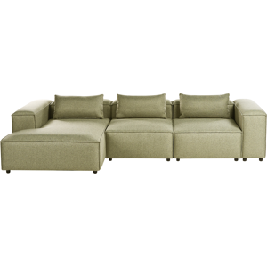 Beliani Modular Corner Sofa 4 Seater BRANDE Light Green Right Hand Beliani Modular Corner Sofa 4 Seater BRANDE Light Green Right Hand