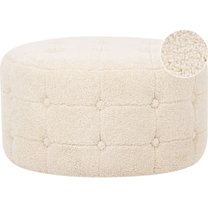 Beliani Beige Round Boucle Footstool - Footstool Beliani Beige Round Boucle Footstool - Footstool