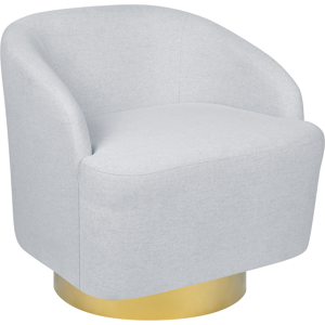 Beliani LAVIK Armchair - Swivel Light Grey Fabric - Retro Glam Style Beliani LAVIK Armchair - Swivel Light Grey Fabric - Retro Glam Style