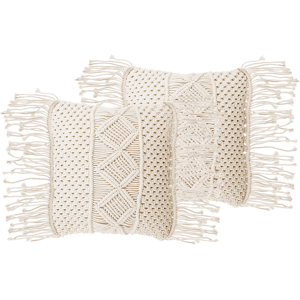 Beliani YORTAN Beige Cotton Geometric Cushions - 45x40 cm Beliani YORTAN Beige Cotton Geometric Cushions - 45x40 cm
