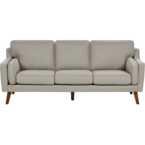 Beliani 3 Seater Sofa Beige Fabric Oak Wood Legs Classic Mid-Century Living Room Beliani 3 Seater Sofa Beige Fabric Oak Wood Legs Classic Mid-Century Living Room