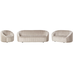 Beliani Living Room Set 6 Seater MALUNG Velvet Beige Beliani Living Room Set 6 Seater MALUNG Velvet Beige